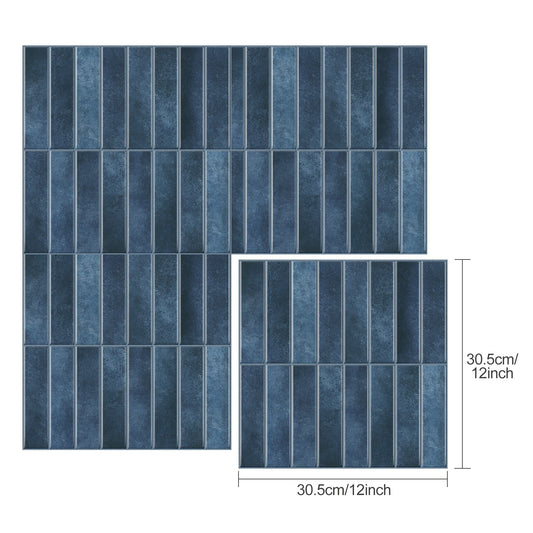 Ocean Blue Vertical Subway Tile Peel and Stick Wall Decor- 10 pack