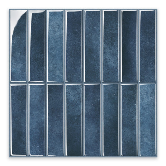 Ocean Blue Vertical Subway Tile Peel and Stick Wall Decor- 10 pack